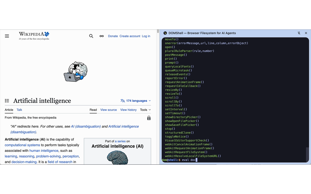 DOMShell text extraction